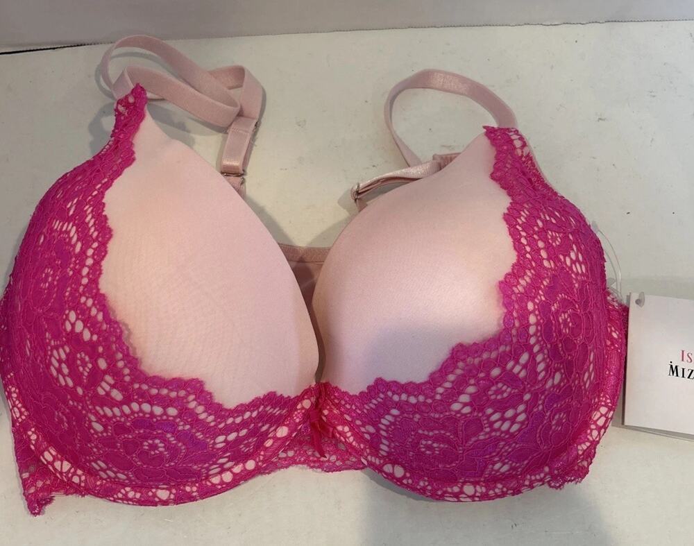 Underwire Bra Isaac Mizrahi Pink Lace Push Up 38C Adjustable Straps Sexy